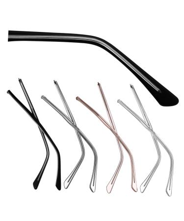 Mobestech 4 pairs of glasses frame Transparent black rose gold gray replacement glasses frame bars of universal glasses brackets spare parts for glasses men and women glasses legs crystal tr90