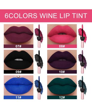 Dark Matte Liquid Lipstick Set - Long Lasting Smudge Proof Halloween Lip Tint Stain Makeup - 6Pcs Wine Bottle Lip Tint Collection - Buy Online on GoSupps.com