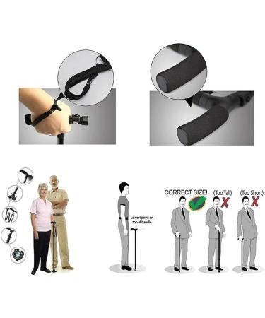 Walking Sticks Folding Cane with Led Light for Men and Women Adjustable Walking Canes Stick for Elderly with Cushion T Handle and Pivoting Quad Base Surprise Gift - Buy Online on GoSupps.com