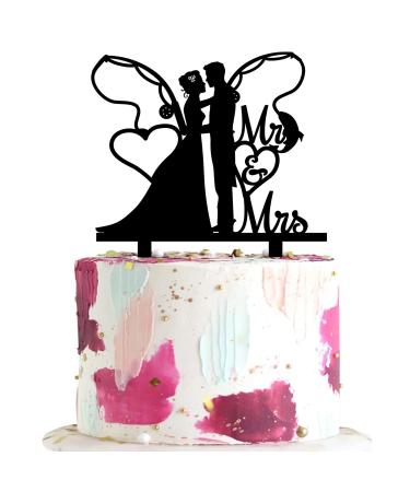 Fishing Wedding Cake Topper Fisherman Gone Fishing Theme Wedding/Engagement/Bridal Shower/Anniversary Cake Decoration Mr&Mrs Wedding Cake Topper