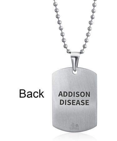 Bling Jewelry Unisex Customizable Medical ID Dog Tag Necklace - Personalized Steel Pendant for Addison's Disease - 20 Inch Chain in SM MED LG - Buy Online on GoSupps.com