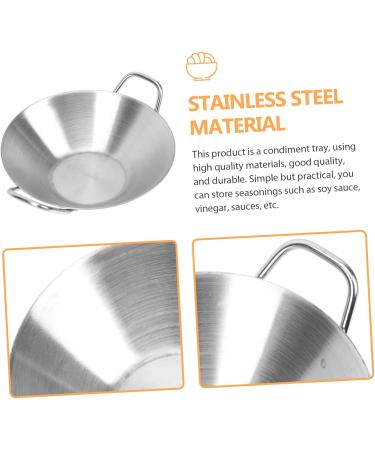 Zerodeko Stainless Seasoning Dish Kitchen Sushi Mustard Holder Plate Stainless Seasoning Tray Disc Appetizer Sauce for Home Dish 11X8.8CM Silver - Buy Online on GoSupps.com