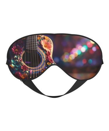 Flowers Guitar Print Unisex Sleep Mask Double-Sided Eye Mask Ideal for Sound Sleep and Skin Care Black