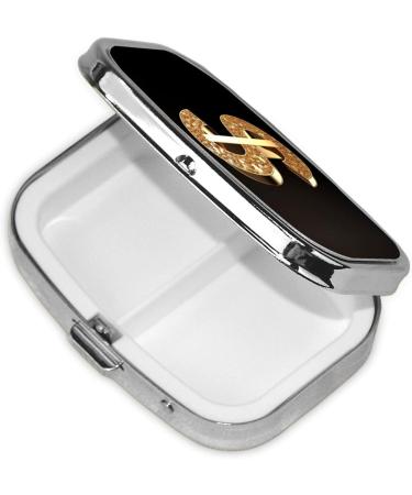Gold Dollar Sign Pill Case - 2 Compartment Small Pill Box Organizer for Travel & Pocket | Ideal Gift - Buy Online on GoSupps.com