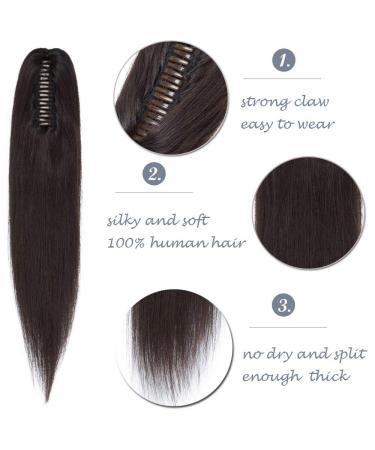 100% Remy Human Hair Ponytail Extension | 14'' Natural Black | Claw Clip-In Hairpiece for Women - Buy Online on GoSupps.com