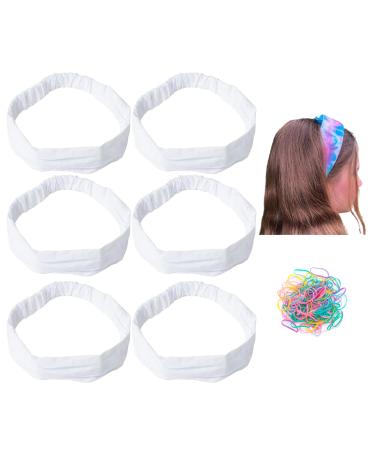 RJMBMUP 6 Pcs White Cotton Headband for Tie Dye Party Supplies  Non-slip Hair Elastic Head Wrap Holder for Women Hair Accessories