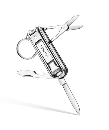 MR.GREEN Multifunctional Nail Clippers Stainless Steel Six Functions Nail Cutter Nail Files Small Knife Scissors (Large)