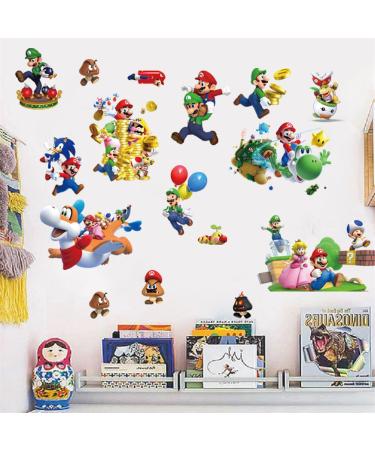 Digital Cartoon Anime Character Mario Wall Stickers Meecaa 3D Breaking Wall Decals for Bedrooms Living Room Wall Art Stickers Wall Decor (Figure)