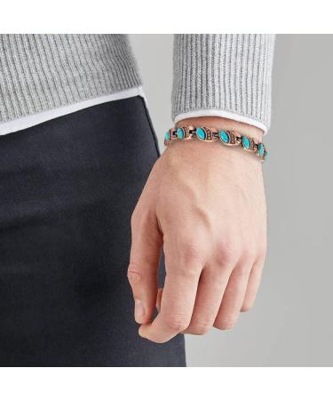 Yinox Magnetic Therapy Arthritis Copper Bracelet for Women | Relieves Pain & Enhances Style with Turkish Turquoise (3500 Gauss) - Buy Online on GoSupps.com