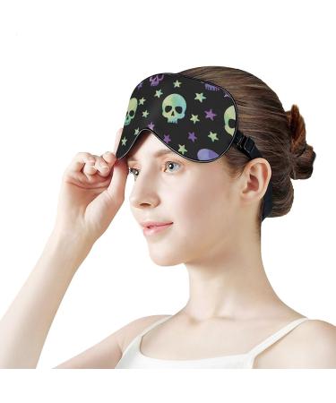 Neon Skulls Starry Night Sleep Mask - Adjustable Eye Cover for Men & Women - Blocks Light for Night Travel & Nap - Buy Online on GoSupps.com