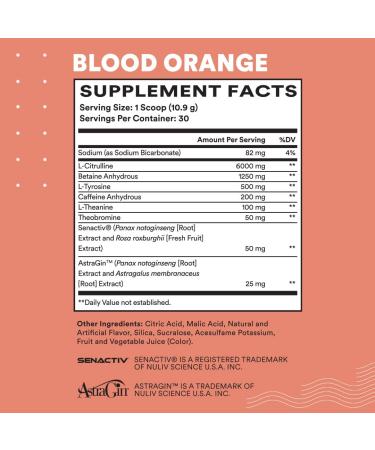 Pre-Game Women's Pre-Workout Powder - Energy Supplement for Endurance, Focus, Strength - 30 Servings, Blood Orange Flavor - Buy Online on GoSupps.com