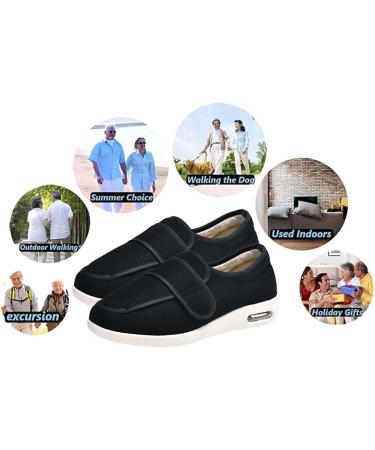 Extra Wide Fit Shoes for Swollen Feet - Women's Winter Adjustable Non-Slip Diabetic House Shoes Comfortable Indoor/Outdoor Footwear for Elderly - Size 10.5 Black - Buy Online on GoSupps.com