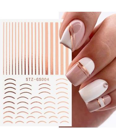 8 Sheets Metallic Nail Art Stickers - Rose Gold & Silver 3D Design - Buy Online on GoSupps.com