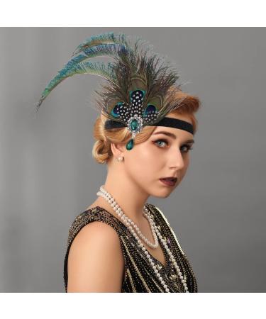Fashband 1920s Feather Headbands Vintage Flapper Headband Great Gatsby Headpiece Costume Accesories for women - Buy Online on GoSupps.com