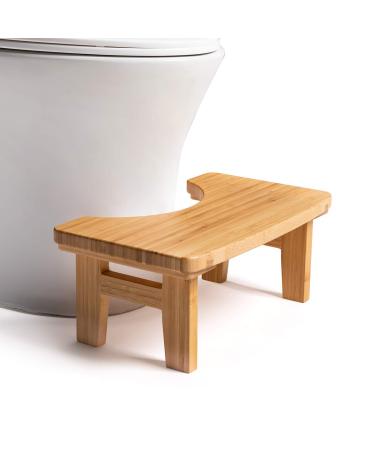 GOBAM Bamboo Bathroom Toilet Stool, Small, 6.7 inches - Squatting Step Stool for Toilet Assistance, Poop Stool for Kids and Adults, Wooden Bath Stool, Minimalist Design 6.70" Tall