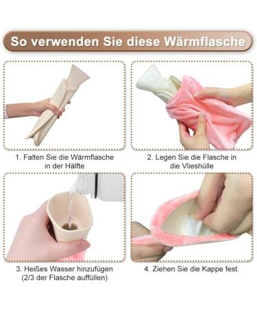 Large 2L Heat Bottle with Cover - Stylish Leak-Proof Plush Hot/Cold Therapy for Kids & Adults | Kangaroo Pocket Menstrual Relief Pink - Buy Online on GoSupps.com