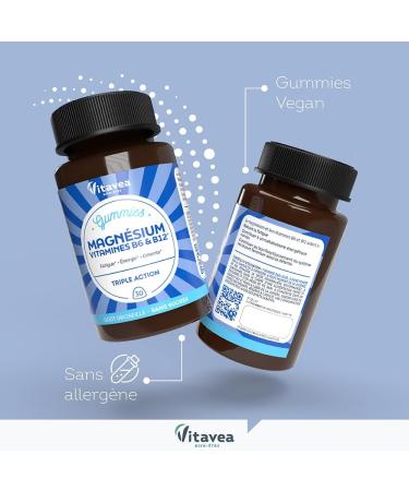 VITAVEA BIEN-ETRE - Gummies Magn sium Vitamines B6 & B12- Triple action : anti-fatigue d tente et nergie - Magn sium Vitamine B6 et Vitamine B12-30 Gummies - Go t Groseille - Sans sucres Gummies anti-fatigue d tente et nergie - Buy Online on GoSupps.com