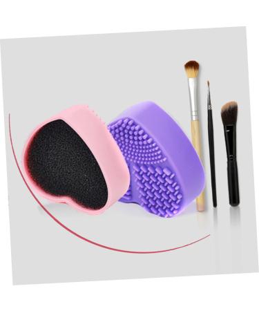 Heart-Shaped Purple Silicone Makeup Brush Cleaning Mat | Dry & Easy Brush Care | International Shipping - Buy Online on GoSupps.com