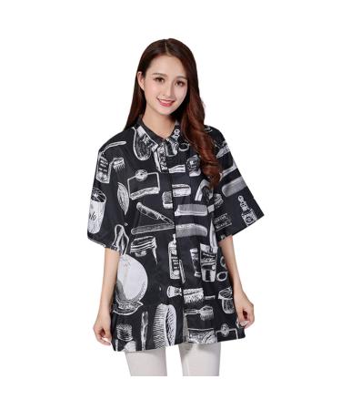 Minkissy Barber Jacket Hair Salon Stylist Hairdresser Grooming Smock Vest Shirt Uniform Work Clothes for Women Men