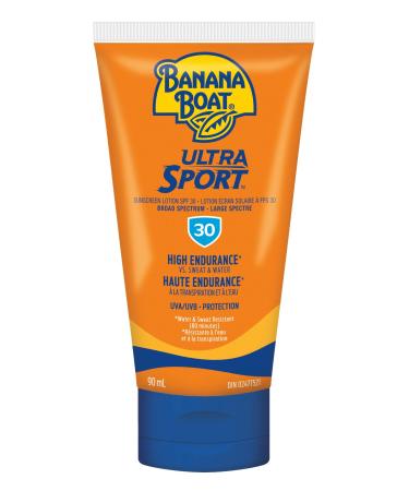 Banana Boat Ultra Sport Sunscreen Lotion New FORMULA Spf 30 Travel Size 90 mL