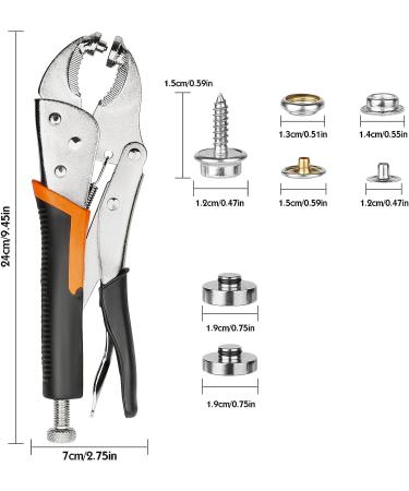 Sopnom Heavy Duty Snap Fasteners Tool Adjustable Snap Buttons Kit Tool Vice-Grip Tool  Includes 10 Sets 15mm Snaps for Boat Cover  Replacing Metal Snaps  Repairing Boat Covers  Canvas  Sewing  Tarps Black - Buy Online on GoSupps.com