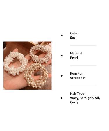 Brinie Pearl Champagne Hair Ties - Pack of 3 Elastic Scrunchies for Women and Girls - Buy Online on GoSupps.com
