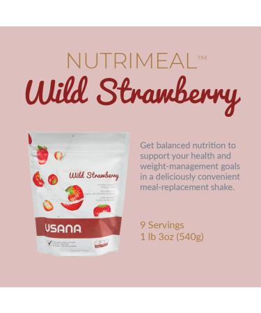 USANA Nutrimeal Wild Strawberry Shake - 540g, 9 Servings - Non-GMO, Gluten Free, Low Glycemic - Buy Online on GoSupps.com