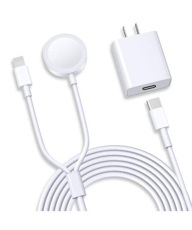 USB C Watch Charger for iPhone and Apple Watch,20W PD Magnetic Charging Cable 2 in 1 Portable Charging Cord Compatible with iWatch Series 8 7 6 SE 5 4 White