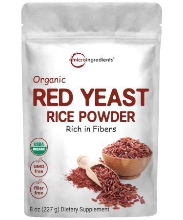 Organic Red Yeast Rice Powder, 8 Ounce (1 Year Supply), Non-GMO, Vegan Friendly