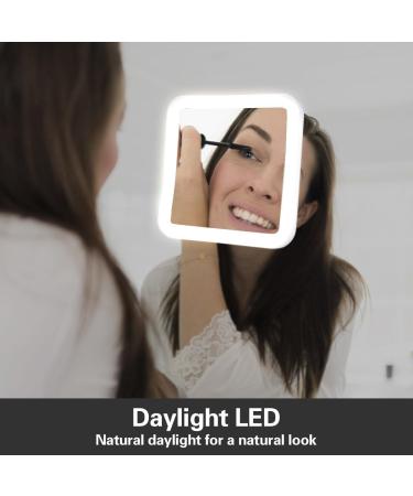 Glam Hobby 10X Magnifying Lighted Makeup Mirror - Daylight LED, Compact & Portable Square Vanity Mirror - Buy Online on GoSupps.com