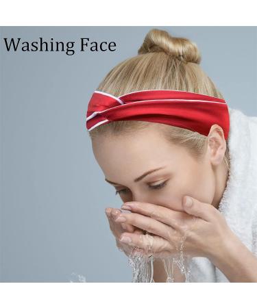 LWZH Silk Satin Stretchy Red Twist LED Headband for Women - Perfect for Washing Face, Makeup, and Skin Care - Buy Online on GoSupps.com
