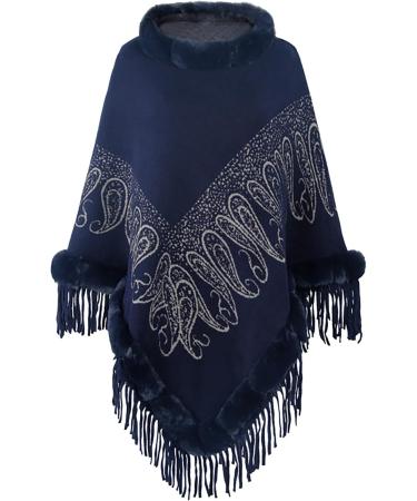 Buy Women's Cashmere Winter Scarf Soft Triangular Cape in Navy | Perfect for Any Occasion - Buy Online on GoSupps.com
