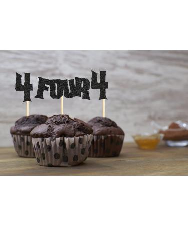 Sumerk 24PCS 4th Birthday Cupcake Toppers Black Glitter Happy 4th Cake Decorations for 4th Birthday Wedding Anniversary Party Decoration Supplies - Buy Online on GoSupps.com