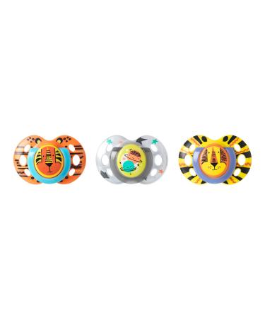 Tommee Tippee Day and Night Pacifiers, Symmetrical Design, BPA-Free Silicone Binkies, 18-36m, 3-Count, Colors and Designs May Vary 1 Count (Pack of 3)