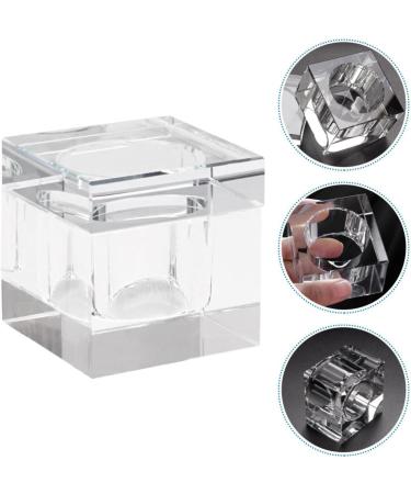 POPETPOP nail art crystal cup liquid monomer nail powder container nail powder liquid holder monomero nail art glass cup acrylic monomer liquid crystal glass with cover transparent plate 5.5x5.5cm Transparent - Buy Online on GoSupps.com