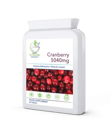 Cranberry Tablets for Urinary Infections-90 x 5040mg (3 Months Supply)-High Strength Extract for UTI Pain Relief - Healthy Bladder and Kidney Cleanse-Cystitis Supplement Remedy for Women Made in UK