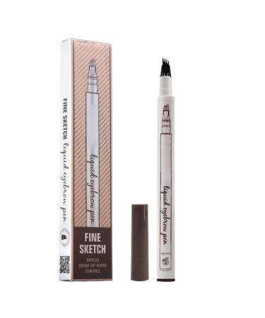 Eyebrow Pen Eyebrow Pencil with 4 Fork Tip ApplicatorSpoolie Brush for Hair-Like Natural Brows Stays on All Day (Brown)