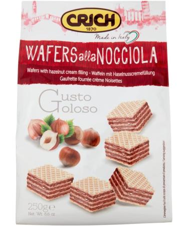 Crich Wafers with Hazelnut Cream 5 Pack Sweet Biscuits with Hazelnut Cream 250g Bag + 1 Can of Peach Yoga Iced Tea 330ml - Buy Online on GoSupps.com