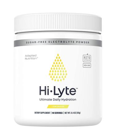 Hi-Lyte Electrolyte Powder, Daily Hydration Supplement Drink Mix, 90 Servings | Sugar-Free, 0 Calories, 0 Carbs | No Maltodextrin. Gluten-Free | Supports Keto | Light Refreshing Flavor (Lemonade)