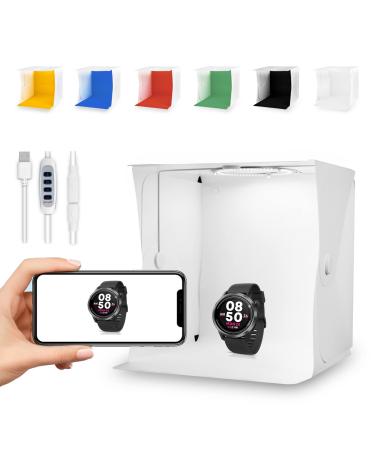 ZKEEZM Light Box Photography 16"x16" with 120 LED, and 6 Color Backdrops Photo Box with Lights Foldable Lightbox for Product Photography with Adjustable 3000-6500K Bi-Colour Brightness 16'' with 3000-6500K