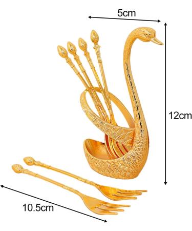 Swan Dinnerware Set Swan Base Holder Alloy Fruit Ice Cream Cake Dessert Flatware Set Swan Spoon Organizer for Hotel Kitchen Party Home Decor with Argent fork/816 (Color : with Gold Forks) - Buy Online on GoSupps.com