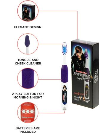 BB Designs Ltd Justin Bieber Singing Toothbrush - Purple | Somebody to Love & Love Me | International Shipping - Buy Online on GoSupps.com