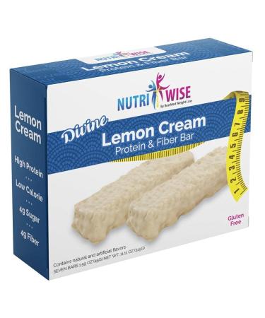 NutriWise - Diet Protein Bar | Divine Lemon Cream | 7/Box | High Protein Gluten Free Low Fat Low Calorie Low Sugar High Carb Hunger Control