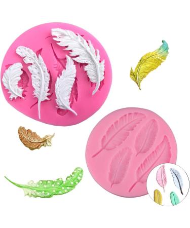 AKOAK 2 Pcs Feather Silicone Fondant Mold DIY Handmade Baking Tools for Fondant Chocolate Candy Cake Decoration Polymer Clay and Crafting - Buy Online on GoSupps.com