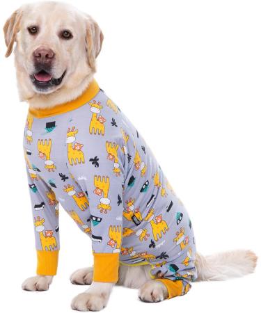 Bt B r Big Dog Clothing - Elastic Anti-Licking Pet Onesie Pajamas for Medium & Large Dogs (6XL Gray Giraffe) | Joint Protection & Wound Care - Buy Online on GoSupps.com