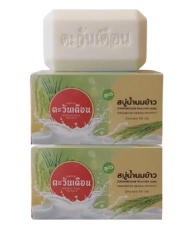 TAWANDUEAN RICE MILK Soap For Clear and Soft skin Reduce dark spots redness Remove pimples on the face gently. / 3.52 Oz / 100 g (Pack of 2)
