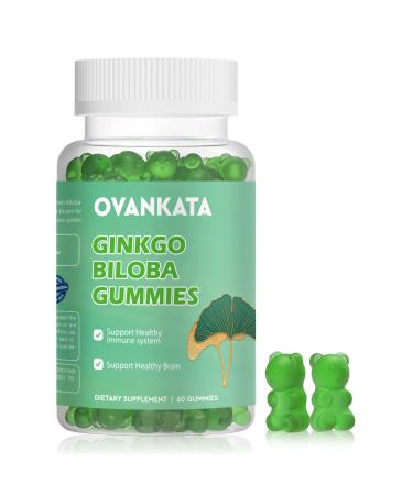 Ovankata Ginkgo Biloba Gummies-Organic Ginko Biloba Supplements for Brain Boost Blood Circulation Better Mood & Focus Vegan Non-GMO - 120mg 60 Count 60 Count (Pack of 1)