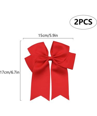 2 Pack 6 inch Bow Hair Clips Large Hair Bow Hair Barrette Clips for Women Girls Red Hair Bows - Buy Online on GoSupps.com