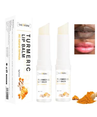 2 Pack Turmeric Lip Balm for Dark Lips, Turmeric Lip Scrub, Lighten Melanin, Exfoliating Lip Scrub, Moisturizing Lip Mask for Dead Lips, Lip Care