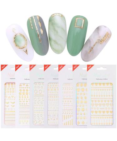 Nail Art Geometric Lines Stripe Silver Gold Nail Art Decoration Shining Decals 3D Nail Sticker Transfer Stickers(2) Style2 - Buy Online on GoSupps.com